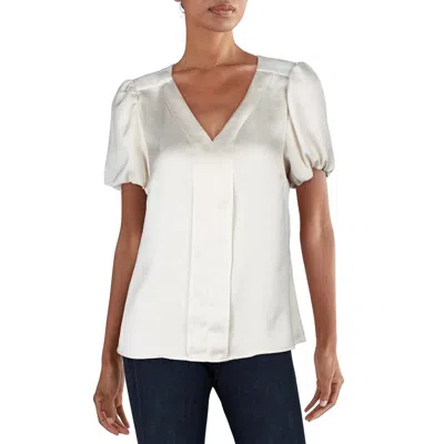 Dkny Petites Womens Solid Satin Blouse