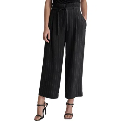 Dkny Petites Womens Striped Polyester Cropped Pants In Black