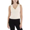 Dkny Petites Womens Zipper Polyester Shell In White