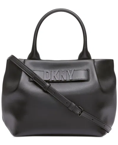 Dkny Pilar Medium Leather Satchel In Black