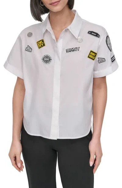Dkny Pins & Patches Short Sleeve Button-up Shirt