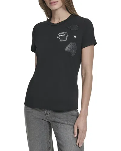 Dkny Pins And Patches Top In Black