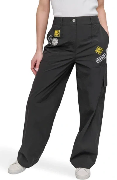 Dkny Pins & Patches Wide Leg Nylon Cargo Pants