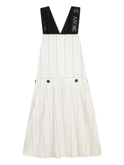 Dkny Pinstripe Button-detail Dress In White