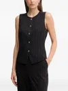 Dkny Pinstripe Buttoned Top In Black