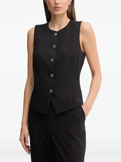 DKNY PINSTRIPE BUTTONED TOP