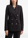 Dkny Pinstripe Double-breasted Blazer In Multi