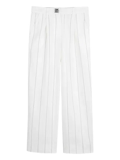 Dkny Kids' Pinstripe-print Trousers In White