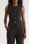 Dkny Pinstripe Vest In Black