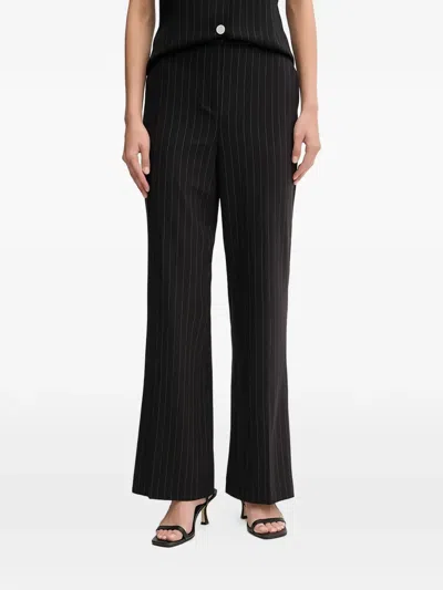 Dkny Pinstripe Wide-leg Trousers In Black