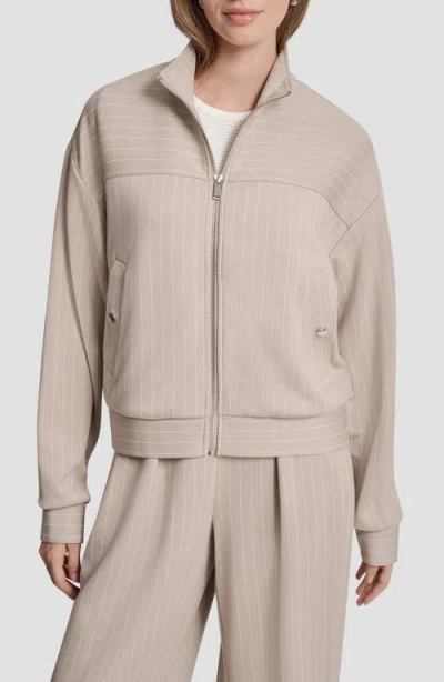 Dkny Pinstripe Zip Jacket In Neutral