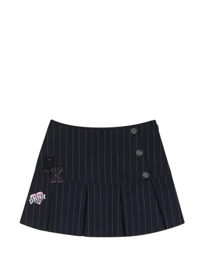 Dkny Kids' Pinstripe-pattern Pleated Skirt In Black