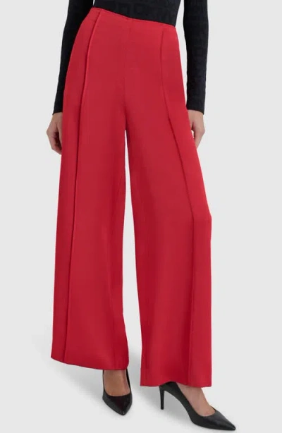 Dkny Pintuck Wide Leg Pants In Red