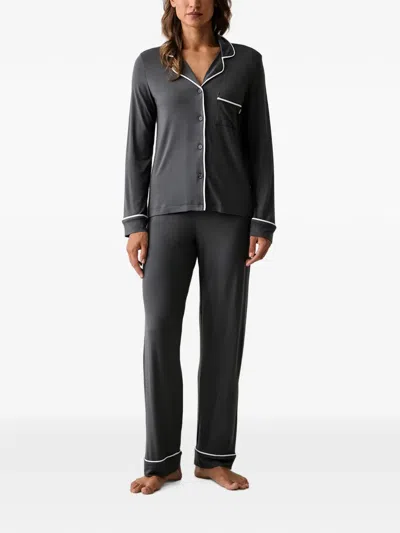Dkny Piped-trim Pajamas In Gray