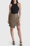 Dkny Plaid Sequin Wrap Miniskirt In Black Gold