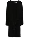 Dkny Pleated A-line Midi Dress With Long Sleeves In Black