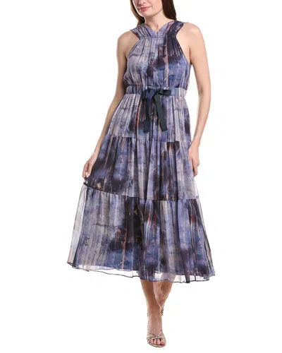 Dkny Pleated Chiffon Dress In Multi