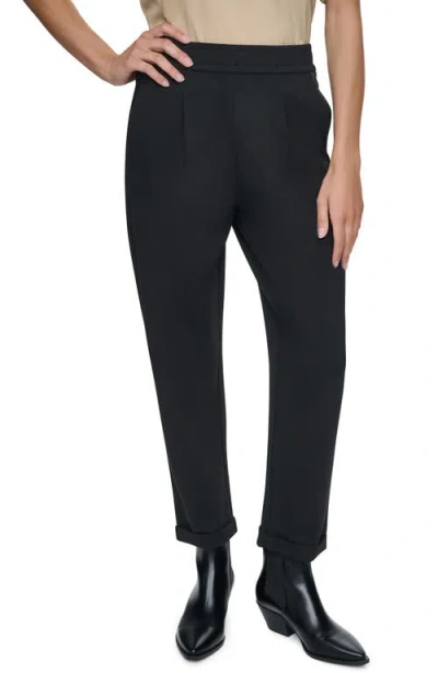 Dkny Pleated Cuffed Ponte Pants In Black