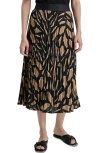 Dkny Pleated Hacci Knit Midi Skirt In Abstract Geometric Truffle