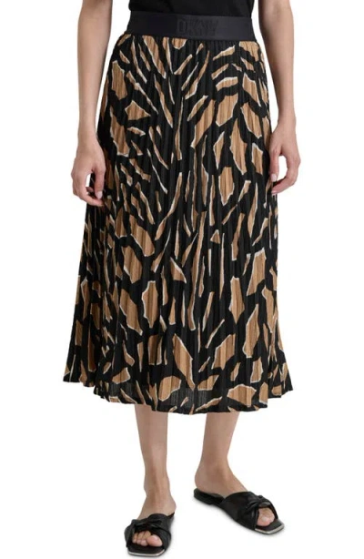 Dkny Pleated Hacci Knit Midi Skirt In Abs Geo Tr