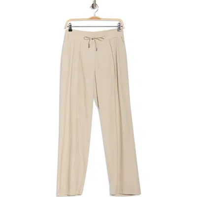 Dkny Pleated Linen Drawstring Wide Leg Pants In Neutral