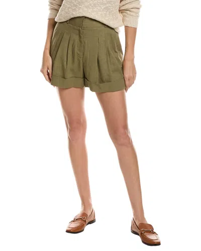 Dkny Pleated Linen-blend Pant In Green