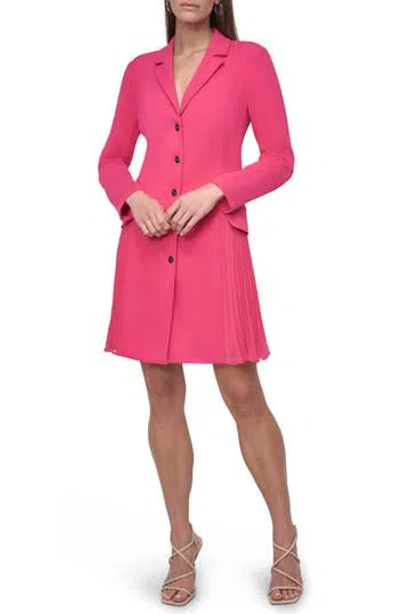 Dkny Pleated Long Sleeve Blazer Dress In Pink