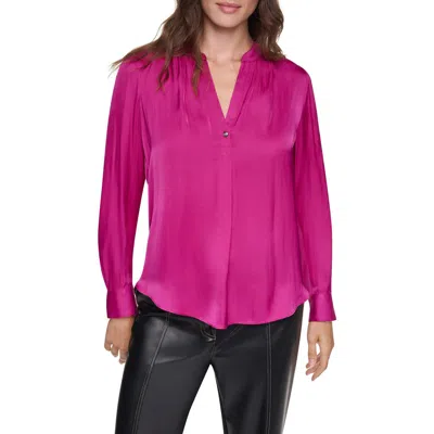 Dkny Pleated Long Sleeve Top In Pink