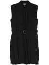 Dkny Pleated Midi Shirt Dress In Black