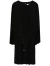 Dkny Pleated A-line Midi Dress With Long Sleeves In Black