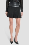 Dkny Pleated Mixed Media Miniskirt In Black