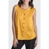 Dkny Pleated Sleeveless Button-up Shirt In Goldenrod