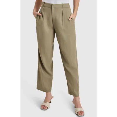 Dkny Pleated Straight Leg Trousers In Light Fatigue