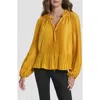 Dkny Women's Long Sleeve Pleat Top In Orange