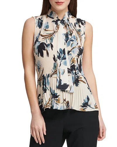 Dkny Pleated Top In Brown