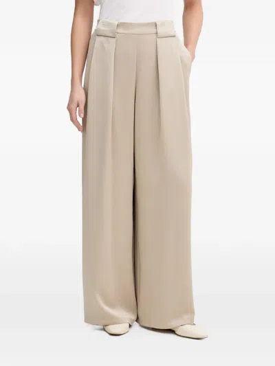 Dkny Pleated Wide-leg Palazzo Pants In Neutral