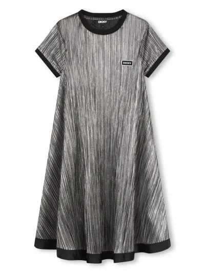 Dkny Kids' Plissé-effect Dress In Black