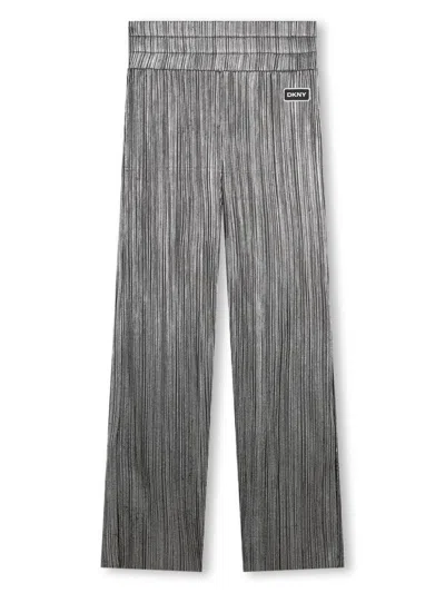 Dkny Kids' Plissé-effect Trousers In Black