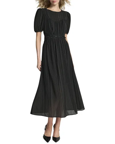 Dkny Plisse Midi Dress In Black