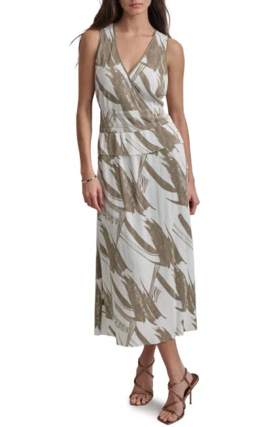 Dkny Sleeveless Printed Plisse Dress In Abs Brshst