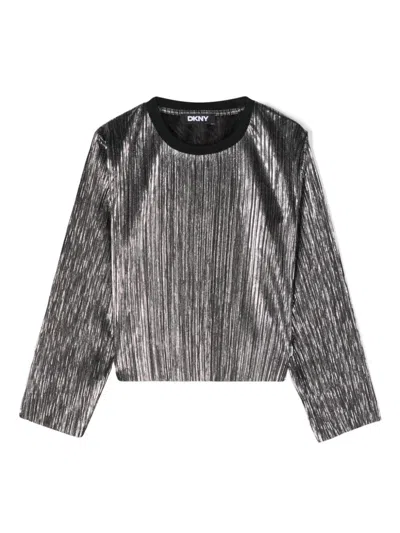 Dkny Kids' Plissé T-shirt In Black
