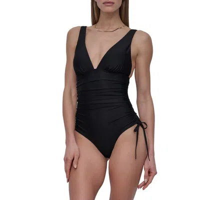Dkny Plunge One-piece Swimsuit In Black