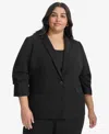 Dkny Petites Madison Womens Suit Separate Office One-button Blazer In Black