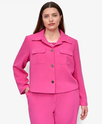 Dkny Plus Size Aero Crepe Button-front Jacket
