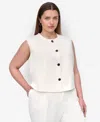 Dkny Plus Size Aero Crepe Button-front Vest In White