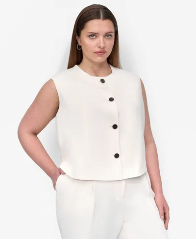 Dkny Plus Size Aero Crepe Button-front Vest
