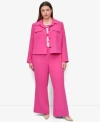 Dkny Womens Aero Crepe Button Front Cropped Jacket Floral Sweater Knit Tank Aero Crepe High Rise Pleated  In Pink
