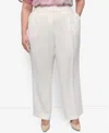 Dkny Plus Size Aero Crepe High Rise Wide Leg Pants In White