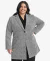 Dkny Plus Size Double D Topper Blazer In Black,white