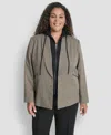 Dkny Plus Size Herringbone Blazer In Gray